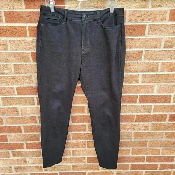 J. Jill Denim Premium- Flex High-Rise Leggings Women's Size 12 Black Tapered Leg - Picture 1 of 8